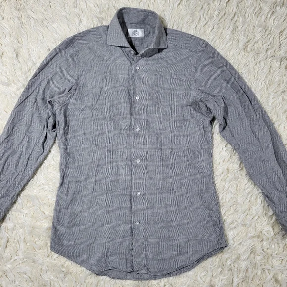Pini Parma Classic Gray Linen Shirt Made In Italy Size 15 Neck - Picture 2 of 16